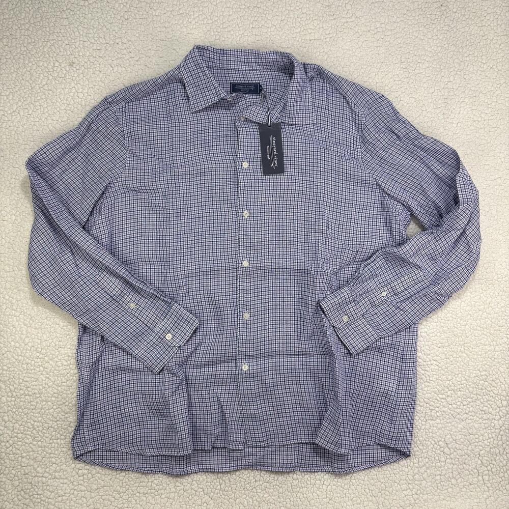 NWT Vineyard Vines Tattersall 100% Linen Tisbury Button Up Shirt Plaid Mens XXL